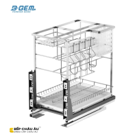 KỆ DAO THỚT NAN DẸT INOX 304 RAY GIẢM CHẤN BGKDT02