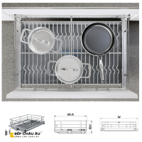Giá Xoong Nồi Nan Oval Âm Tủ EUROGOLD Inox 304 – Gắn Cánh, Ray Giảm Chấn