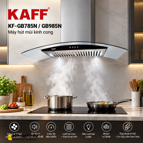 Máy Hút Mùi Kính Cong KAFF KF-GB785N / KF-GB985N Công Suất 1000m³/h