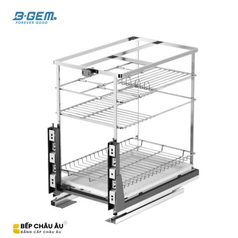 KỆ GIA VỊ NAN DẸT INOX 304 RAY GIẢM CHẤN BGKGV01