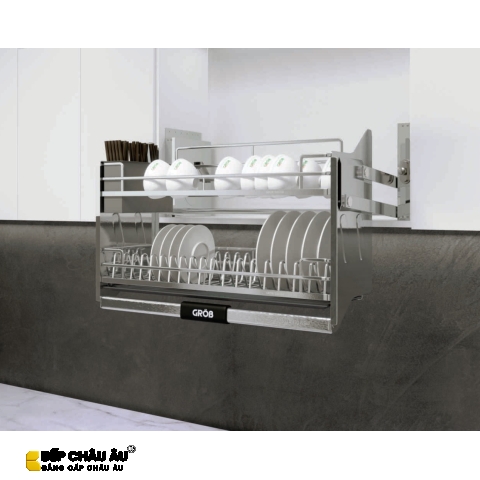 Giá Bát Nâng Hạ Nan Dẹt Inox Mờ Full SUS304 GROB