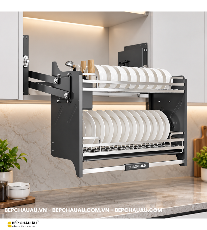 Giá Bát Di Động Nan Dẹt EUROGOLD Inox 304 Khung Xám Cao Cấp