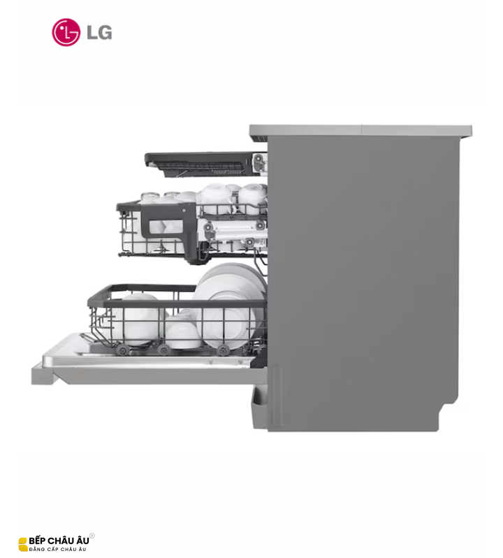 Máy Rửa Bát LG LDT14SVA4 14 Bộ Màu Bạc Ghi – QuadWash TrueSteam, Inverter, Sấy Hé Cửa, Wi-Fi ThinQ
