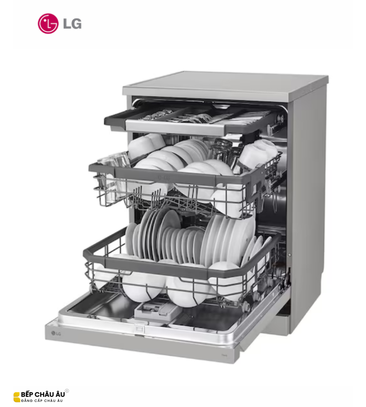 Máy Rửa Bát LG LDT14SVA4 14 Bộ Màu Bạc Ghi – QuadWash TrueSteam, Inverter, Sấy Hé Cửa, Wi-Fi ThinQ