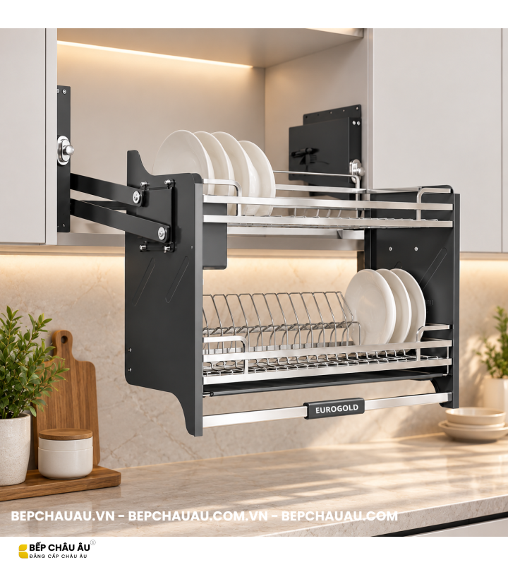 Giá Bát Di Động Nan Dẹt EUROGOLD Inox 304 Khung Xám Cao Cấp