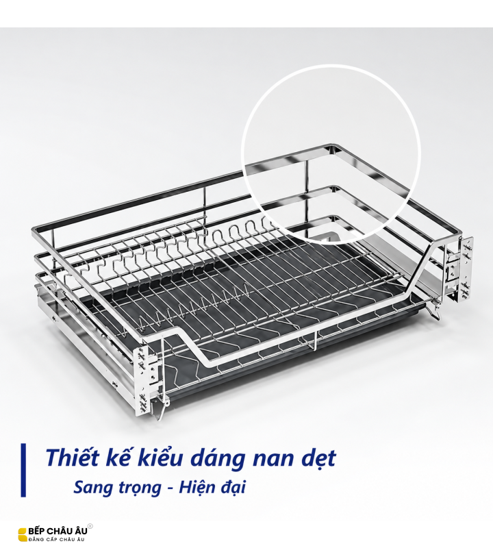 Giá Xoong Nồi, Bát Đĩa Nan Dẹt Đa Năng EUROGOLD Inox 304 – Gắn Cánh Âm Tủ