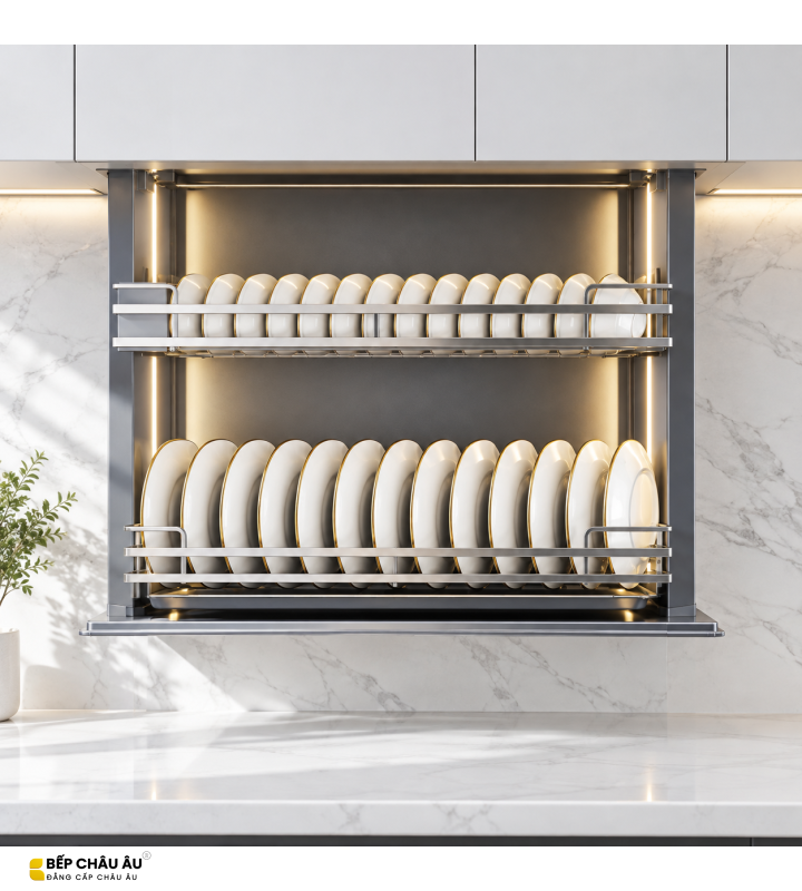 Giá Bát Nâng Hạ Cảm Ứng GRÖB Inox SUS304 Nan Oval – Điều Khiển App & Giọng Nói
