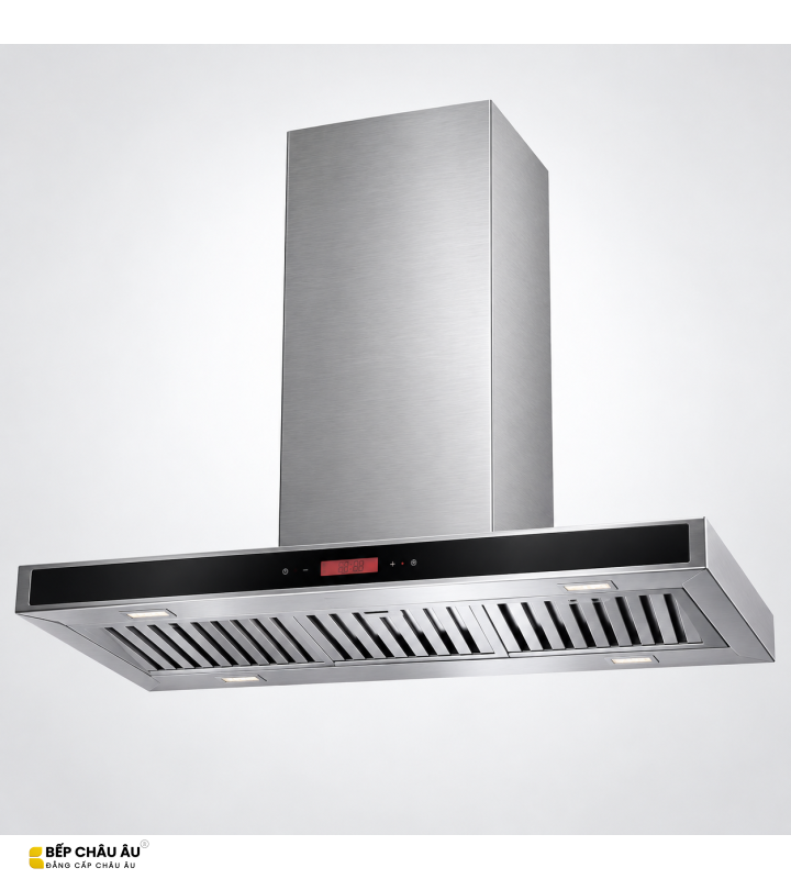Máy Hút Mùi Đảo KAFF KF-IS991GH Kính Toa Inox 90cm, Cảm Biến Khói Nhiệt