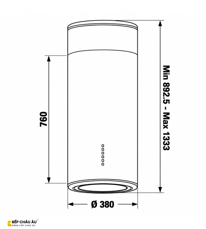 Máy Hút Mùi Đảo KAFF KF-IS380CRB / KF-IS380CRS Hình Trụ Tròn 1000m³/h