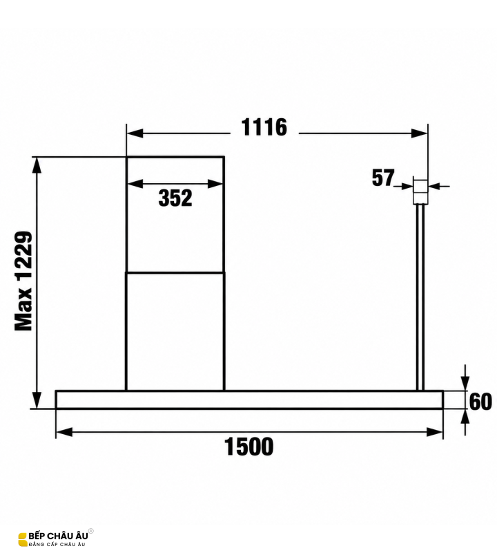 Máy Hút Mùi Đảo KAFF KF-IS1500S LUX / KF-IS1500B LUX 150cm