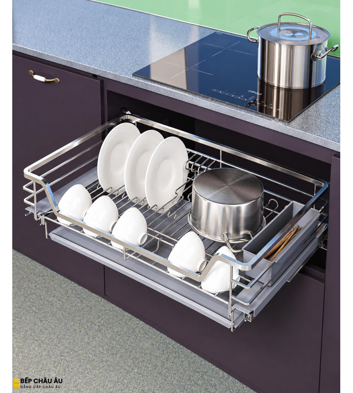 KỆ ĐỰNG BÁT ĐĨA NAN VUÔNG INOX XƯỚC MỜ SUS304