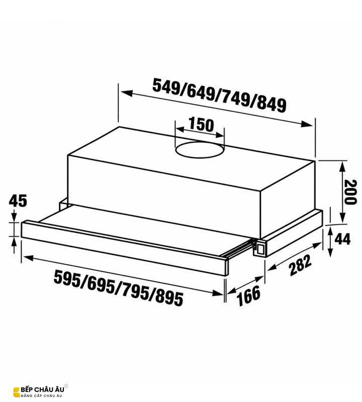 Máy Hút Mùi Âm Tủ KAFF KF-TL600ST / TL700ST / TL800ST / TL900ST Cảm Ứng 1000m³/h