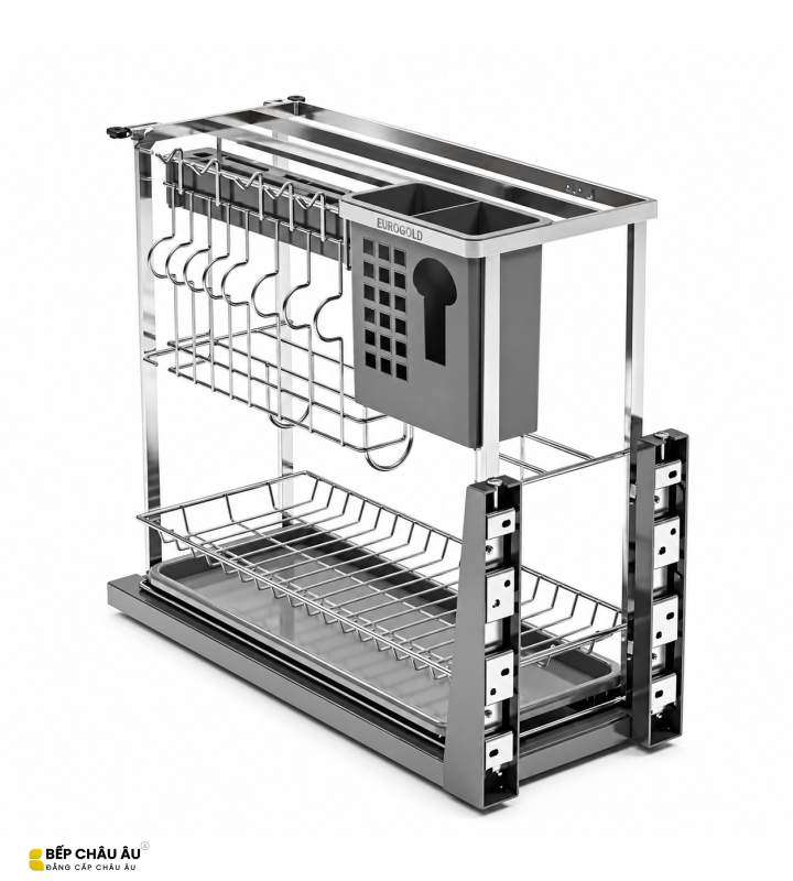 Giá Dao Thớt Nan Dẹt Inox Mờ EUROGOLD 304 – Ray Giảm Chấn