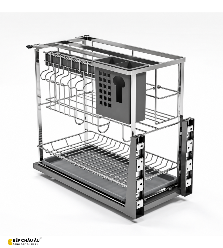 Giá Dao Thớt Nan Dẹt Inox Mờ EUROGOLD 304 – Ray Giảm Chấn