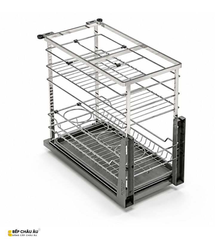 Giá Gia Vị Inox Nan Dẹt EUROGOLD EP046 – Ray Giảm Chấn, Khung Inox 304, Chống Rung
