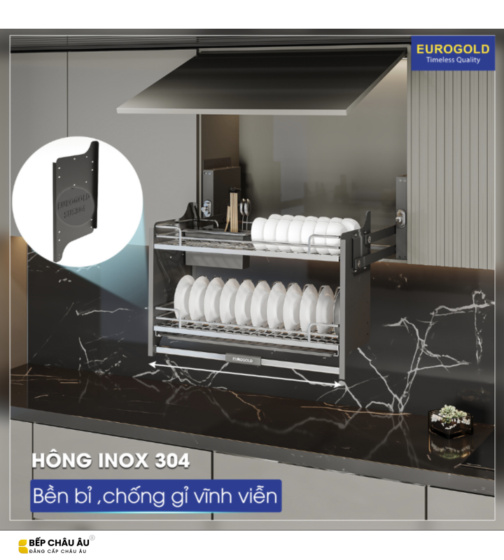 Giá Bát Di Động Nan Oval EUROGOLD Inox SUS304 Cao Cấp