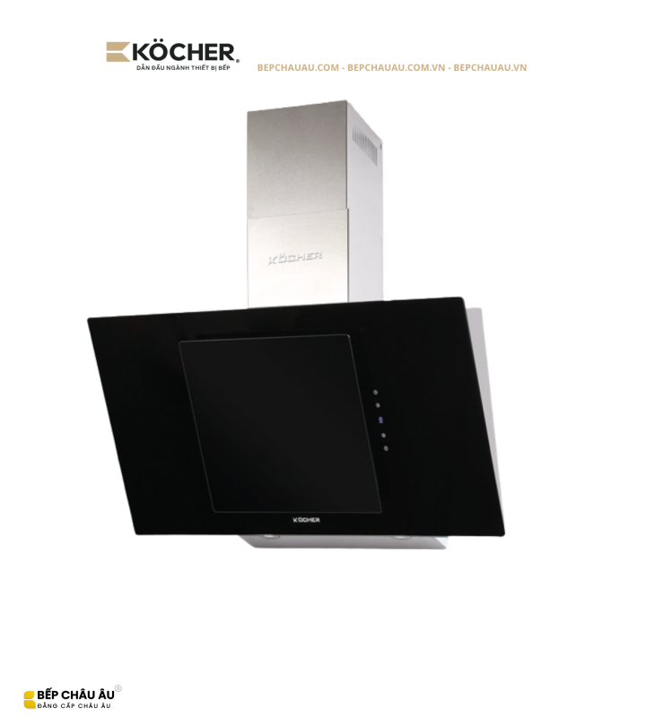 Máy Hút Mùi Köcher K-2080V 70cm/90cm – Kính Vát Tự Động Mở, Hút 1400m³/h, Ultra Swing Siêu Êm