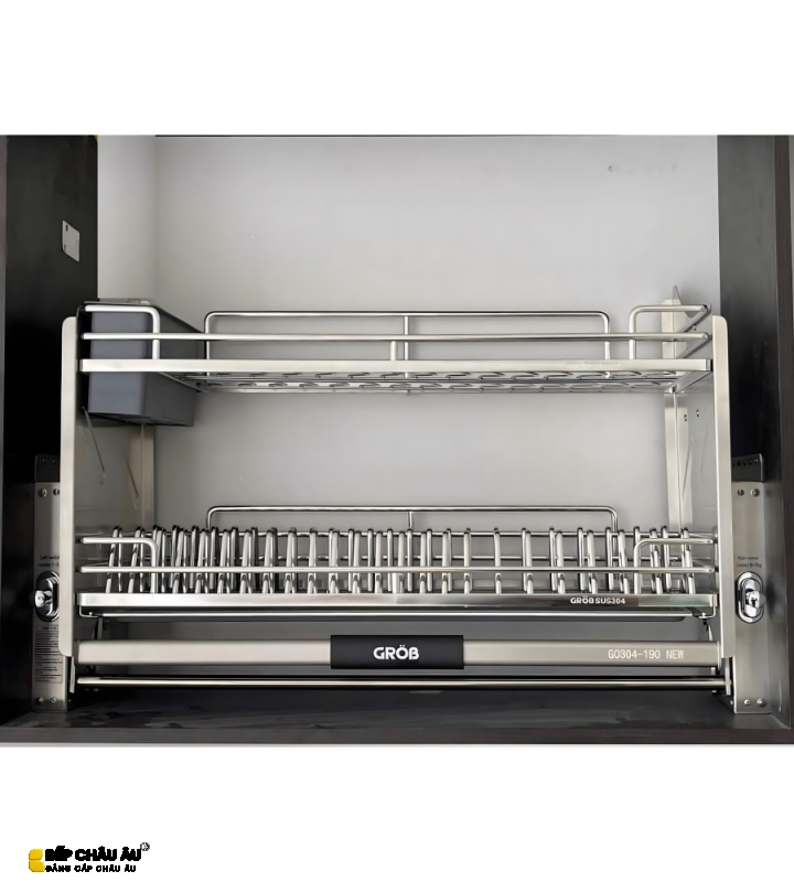 Giá Bát Nâng Hạ Nan Dẹt Inox Mờ Full SUS304 GROB