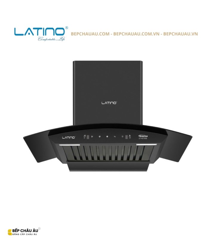 Máy Hút Mùi Latino LT-KC700S 70cm Kính Cong – Turbo 190W, Cảm Ứng Vẫy Tay, Lực Hút 1200m³/h