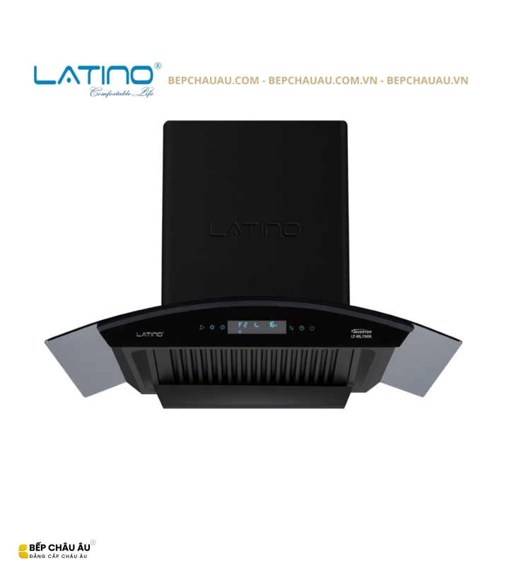 Máy Hút Mùi Latino LT-ML700K 70cm Kính Cong – Turbo 230W, Cảm Ứng Vẫy Tay, Lực Hút 1200m³/h